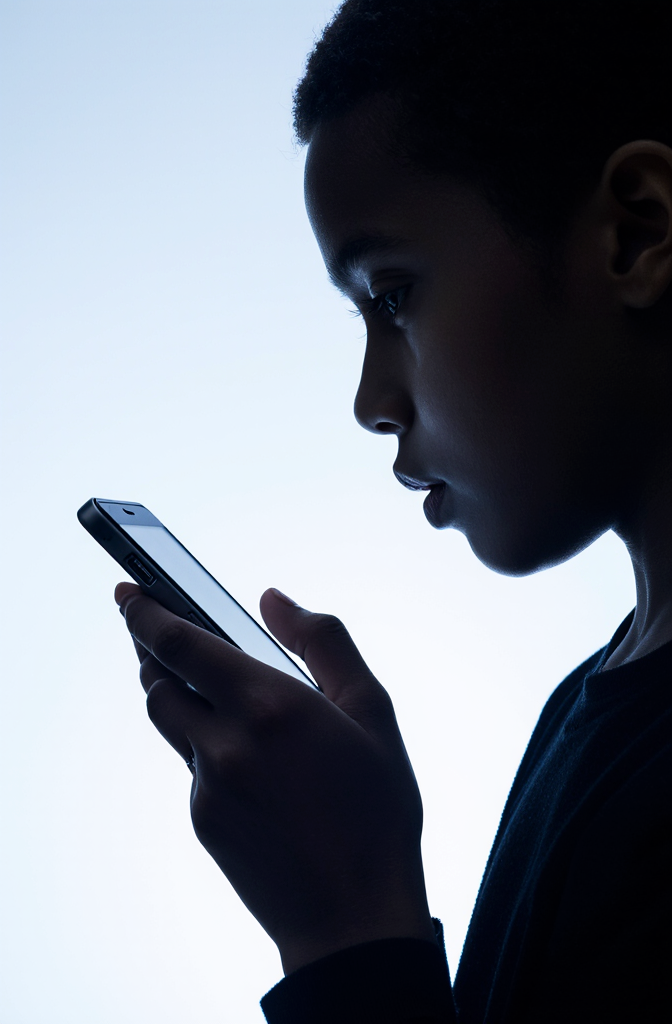 Child using smartphone safely